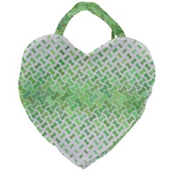 Green Pattern Curved Puzzle Giant Heart Shaped Tote