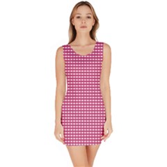 Gingham Plaid Fabric Pattern Pink Bodycon Dress