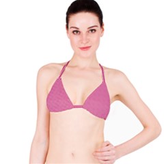 Gingham Plaid Fabric Pattern Pink Bikini Top