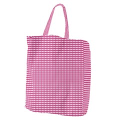 Gingham Plaid Fabric Pattern Pink Giant Grocery Tote