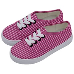 Gingham Plaid Fabric Pattern Pink Kids  Classic Low Top Sneakers by HermanTelo