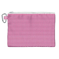 Gingham Plaid Fabric Pattern Pink Canvas Cosmetic Bag (xl) by HermanTelo