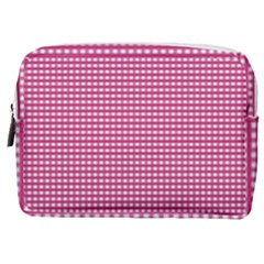 Gingham Plaid Fabric Pattern Pink Make Up Pouch (medium)