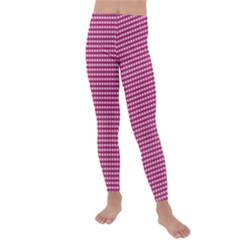 Gingham Plaid Fabric Pattern Pink Kids  Lightweight Velour Leggings by HermanTelo