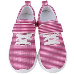 Gingham Plaid Fabric Pattern Pink Women s Velcro Strap Shoes by HermanTelo