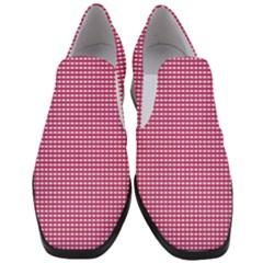 Gingham Plaid Fabric Pattern Pink Women Slip On Heel Loafers by HermanTelo