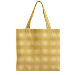Gingham Plaid Fabric Pattern Yellow Zipper Grocery Tote Bag