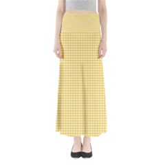 Gingham Plaid Fabric Pattern Yellow Full Length Maxi Skirt