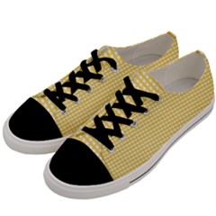 Gingham Plaid Fabric Pattern Yellow Men s Low Top Canvas Sneakers