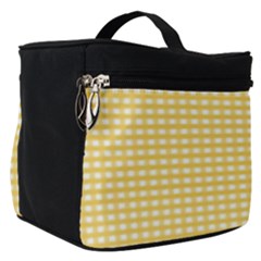 Gingham Plaid Fabric Pattern Yellow Make Up Travel Bag (small) by HermanTelo