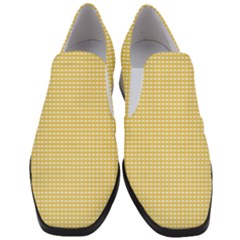 Gingham Plaid Fabric Pattern Yellow Women Slip On Heel Loafers by HermanTelo