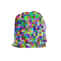 Jigsaw Puzzle Background Chromatic Drawstring Pouch (large)