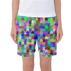 Jigsaw Puzzle Background Chromatic Women s Basketball Shorts