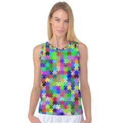 Jigsaw Puzzle Background Chromatic Women s Basketball Tank Top by HermanTelo