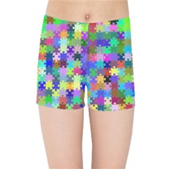 Jigsaw Puzzle Background Chromatic Kids  Sports Shorts by HermanTelo