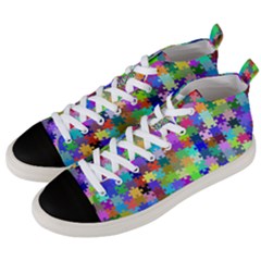 Jigsaw Puzzle Background Chromatic Men s Mid-top Canvas Sneakers by HermanTelo