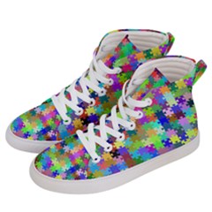 Jigsaw Puzzle Background Chromatic Women s Hi-top Skate Sneakers by HermanTelo