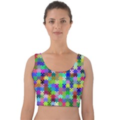 Jigsaw Puzzle Background Chromatic Velvet Crop Top