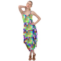 Jigsaw Puzzle Background Chromatic Layered Bottom Dress