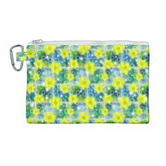 Narcissus Yellow Flowers Winter Canvas Cosmetic Bag (large) by HermanTelo