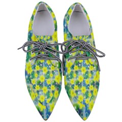 Narcissus Yellow Flowers Winter Pointed Oxford Shoes