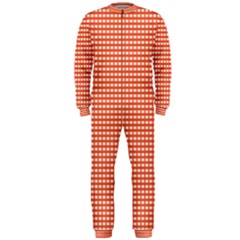 Gingham Plaid Fabric Pattern Red Onepiece Jumpsuit (men)  by HermanTelo