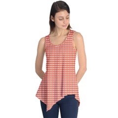 Gingham Plaid Fabric Pattern Red Sleeveless Tunic by HermanTelo