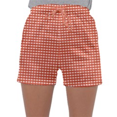 Gingham Plaid Fabric Pattern Red Sleepwear Shorts by HermanTelo