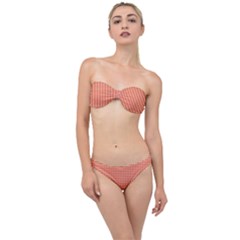 Gingham Plaid Fabric Pattern Red Classic Bandeau Bikini Set