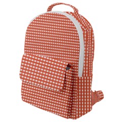 Gingham Plaid Fabric Pattern Red Flap Pocket Backpack (small)