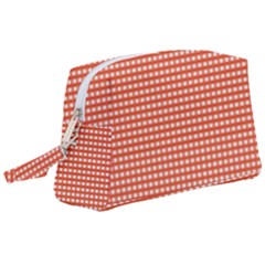 Gingham Plaid Fabric Pattern Red Wristlet Pouch Bag (large)