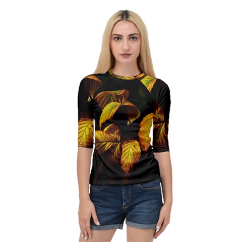 Nature Yellow Plant Leaves Quarter Sleeve Raglan Tee by Pakrebo