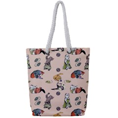 Funny Cats Full Print Rope Handle Tote (small) by Sobalvarro