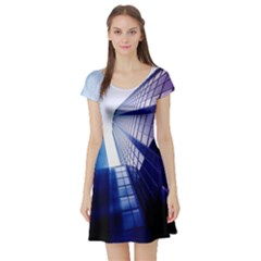 Abstract Architectural Design Architecture Building Short Sleeve Skater Dress