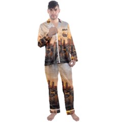 View Of High Rise Buildings During Day Time Men s Satin Pajamas Long Pants Set by Pakrebo