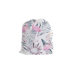 Tropical Flamingos Drawstring Pouch (small) by Sobalvarro