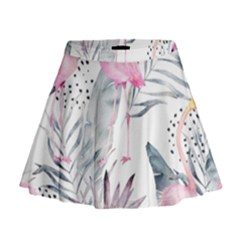 Tropical Flamingos Mini Flare Skirt by Sobalvarro