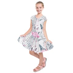 Tropical Flamingos Kids  Short Sleeve Dress by Sobalvarro