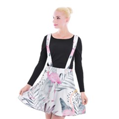 Tropical Flamingos Suspender Skater Skirt by Sobalvarro