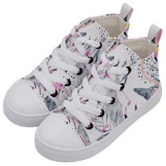 Tropical Flamingos Kids  Mid-top Canvas Sneakers by Sobalvarro