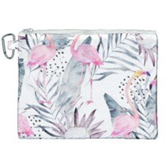 Tropical Flamingos Canvas Cosmetic Bag (xxl) by Sobalvarro