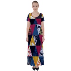 Triangles High Waist Short Sleeve Maxi Dress by Sobalvarro