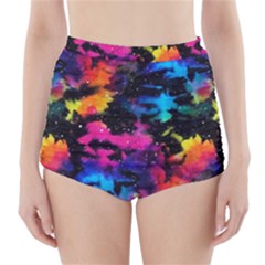 Tie Dye Rainbow Galaxy High-waisted Bikini Bottoms by KirstenStar