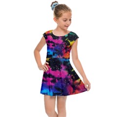 Tie Dye Rainbow Galaxy Kids  Cap Sleeve Dress by KirstenStar