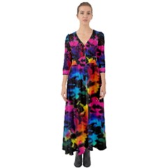 Tie Dye Rainbow Galaxy Button Up Boho Maxi Dress by KirstenStar