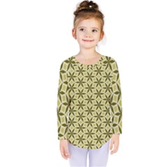 Green Star Pattern Kids  Long Sleeve Tee