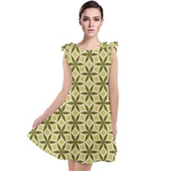 Green Star Pattern Tie Up Tunic Dress