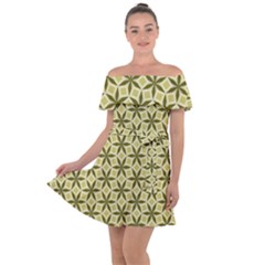 Green Star Pattern Off Shoulder Velour Dress