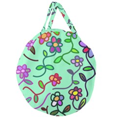 Flowers Floral Plants Giant Round Zipper Tote by Bajindul