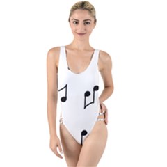 Piano Notes Music High Leg Strappy Swimsuit